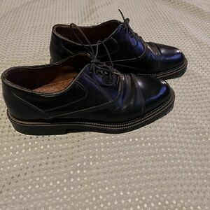Carlo Morandi Black Leather Oxford Dress Shoes Size 7 Made‎ In Italy